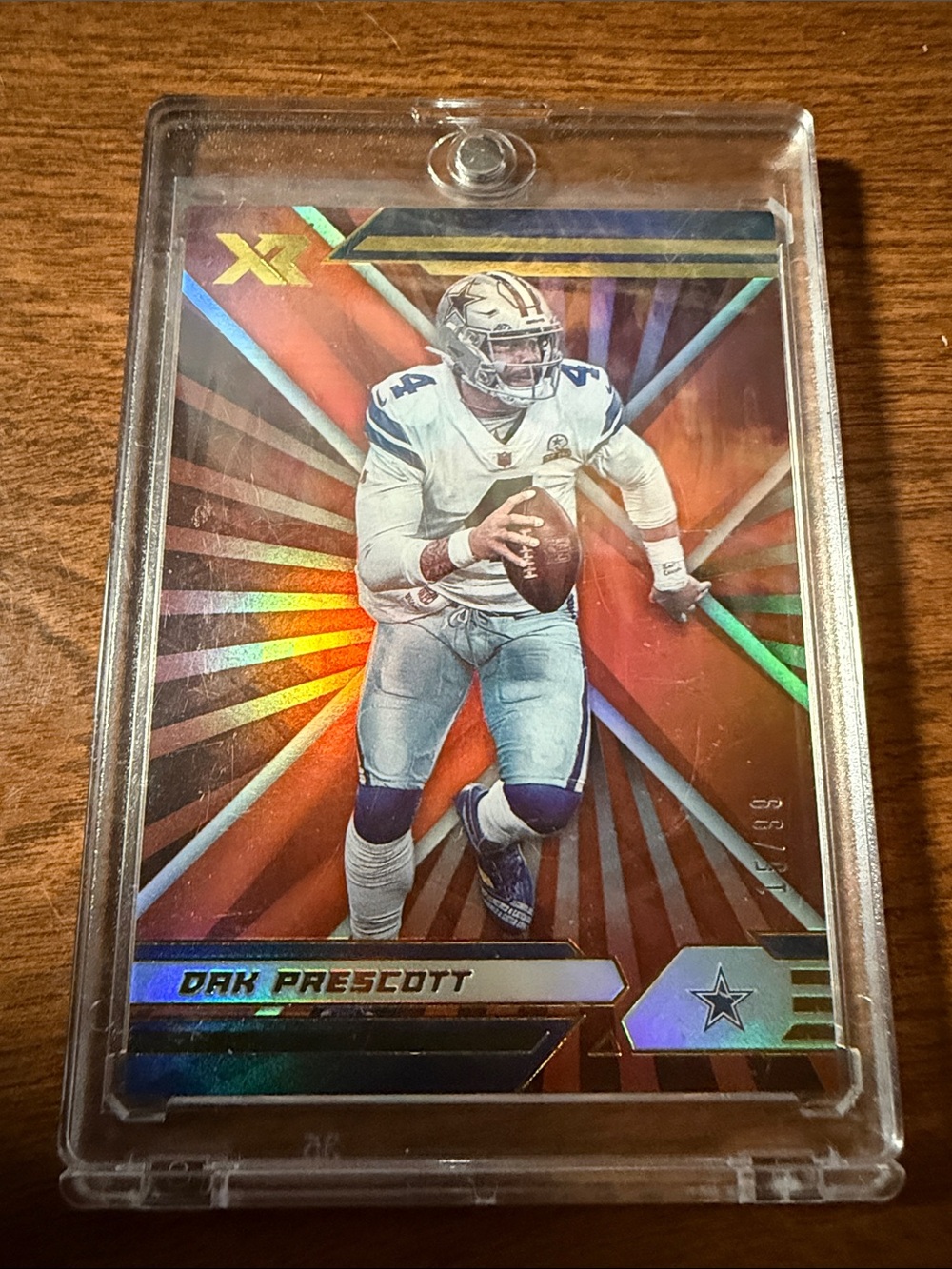Dak Prescott Football Trading Card in Clear Protective Case - White/Blue